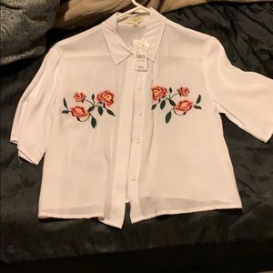 White embroidered shirt from pac sun
